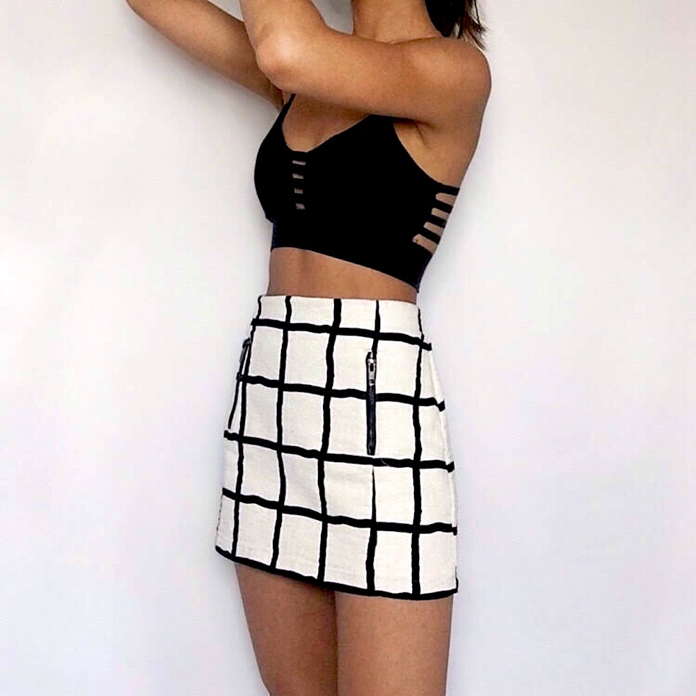 Topshop Window Pane Grid Pelmet Skirt